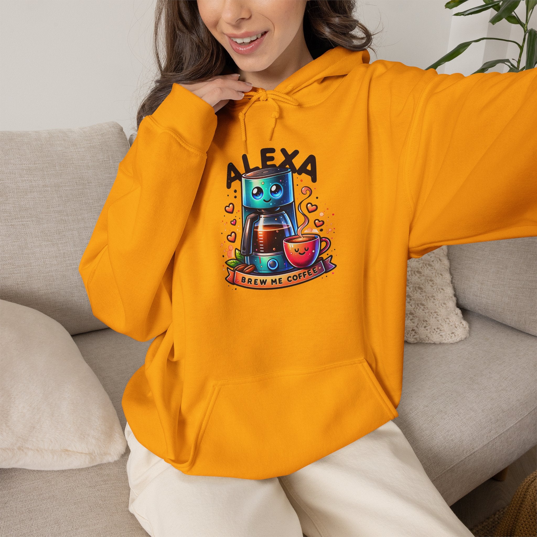 Alexa Coffee Maker Hoodie — Cute Coffee Maker with Coffee Illustration