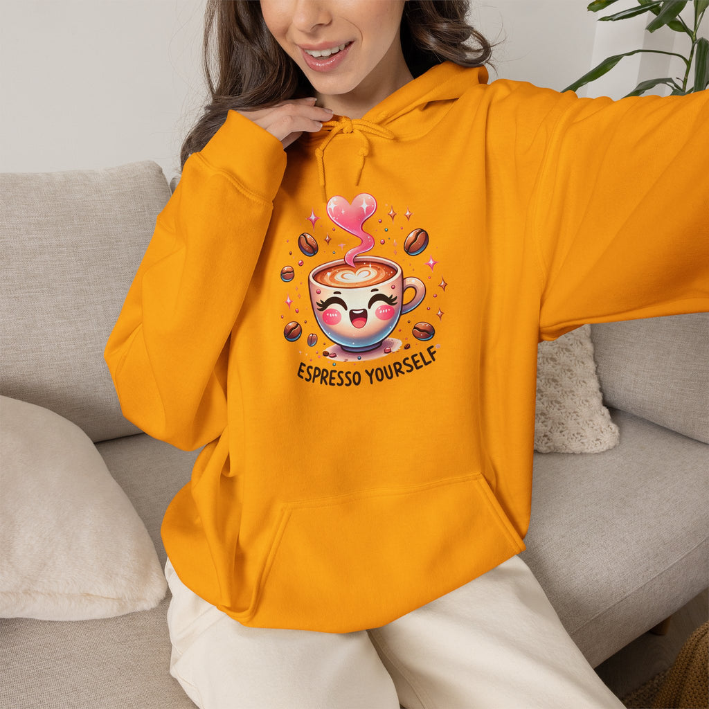 Espresso Yourself Hoodie - Cute Coffee Cup Graphic Hoodie for Coffee Lovers