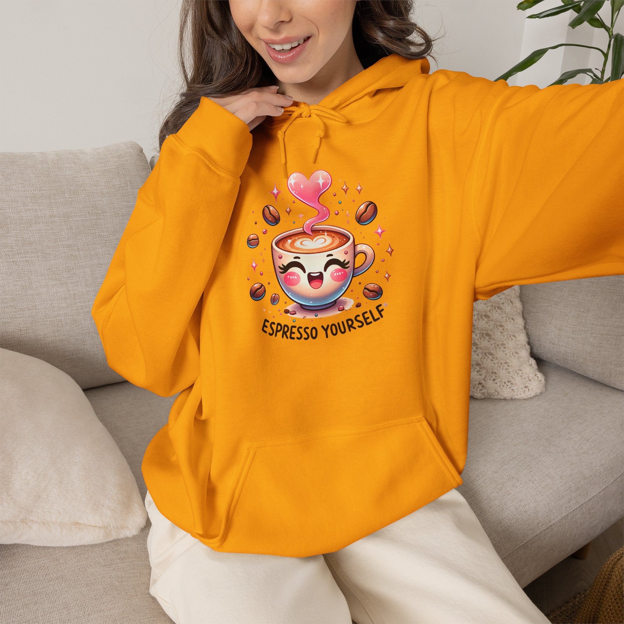 Espresso Yourself Hoodie - Cute Coffee Cup Graphic Hoodie for Coffee Lovers