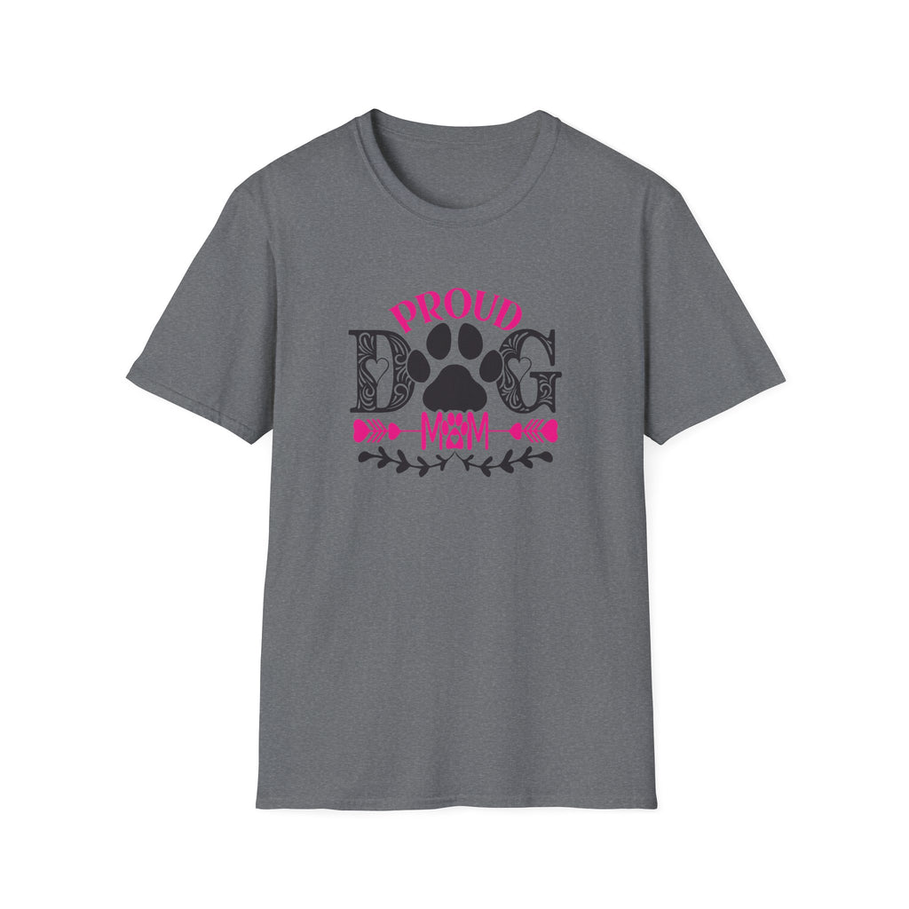 Proud Dog Mom T-Shirt – Pink Paw Graphic Tee for Dog Lovers