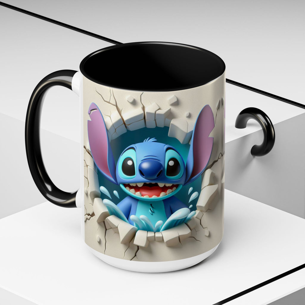 Stitch Peekaboo Accent Coffee Mug – Cute Alien Character 11/15oz