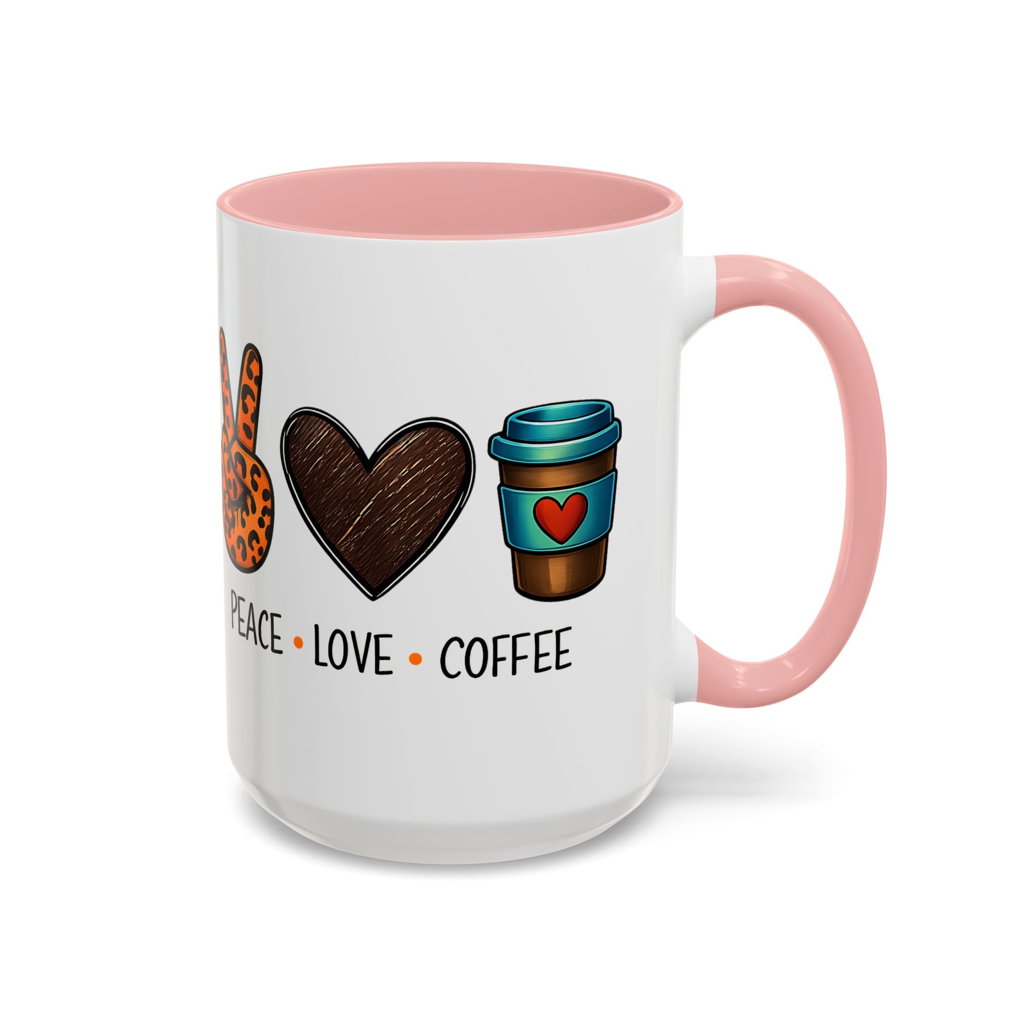 Peace • Love • Coffee Accent Mug — Leopard Peace Sign Coffee Lover Gift