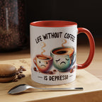 "Life Without Coffee Is Depresso" Accent Ceramic Mug (11/15oz) — Coffee Mug