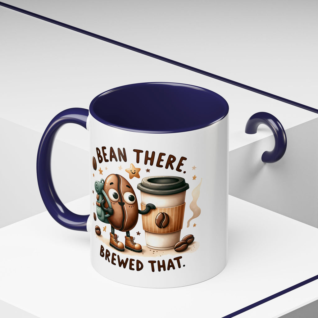 Bean There Brewed That Coffee Mug — Cute Coffee Bean & Cup Accent Mug (11/15oz)