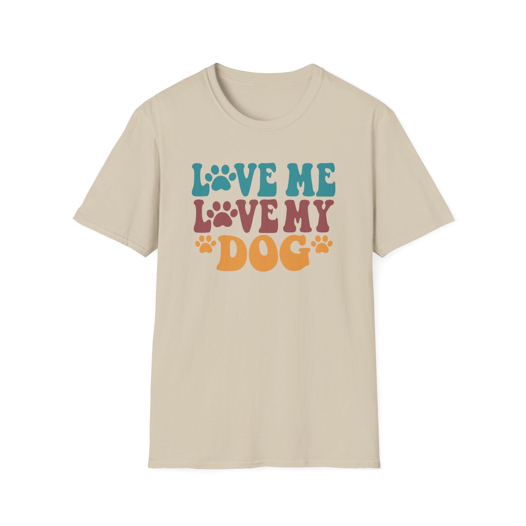 Love Me Love My Dog T-Shirt — Retro Paw Print Dog Lover Tee