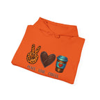Peace • Love • Coffee Hoodie — Leopard Peace Sign & Coffee Cup Graphic Sweatshirt