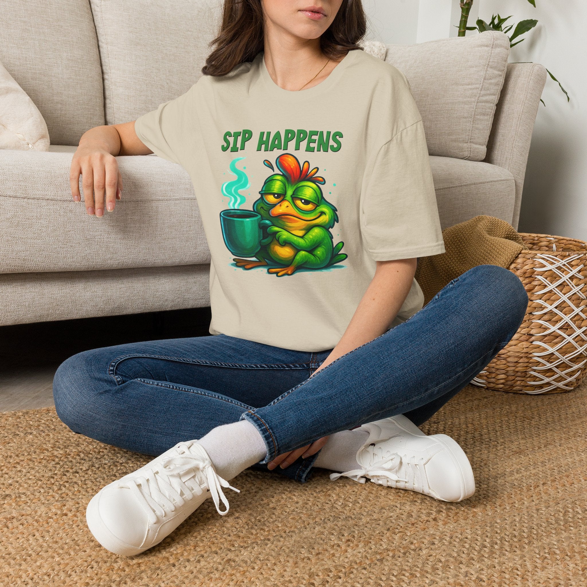 Sip Happens Frog T-Shirt — Funny Coffee Lover Tee