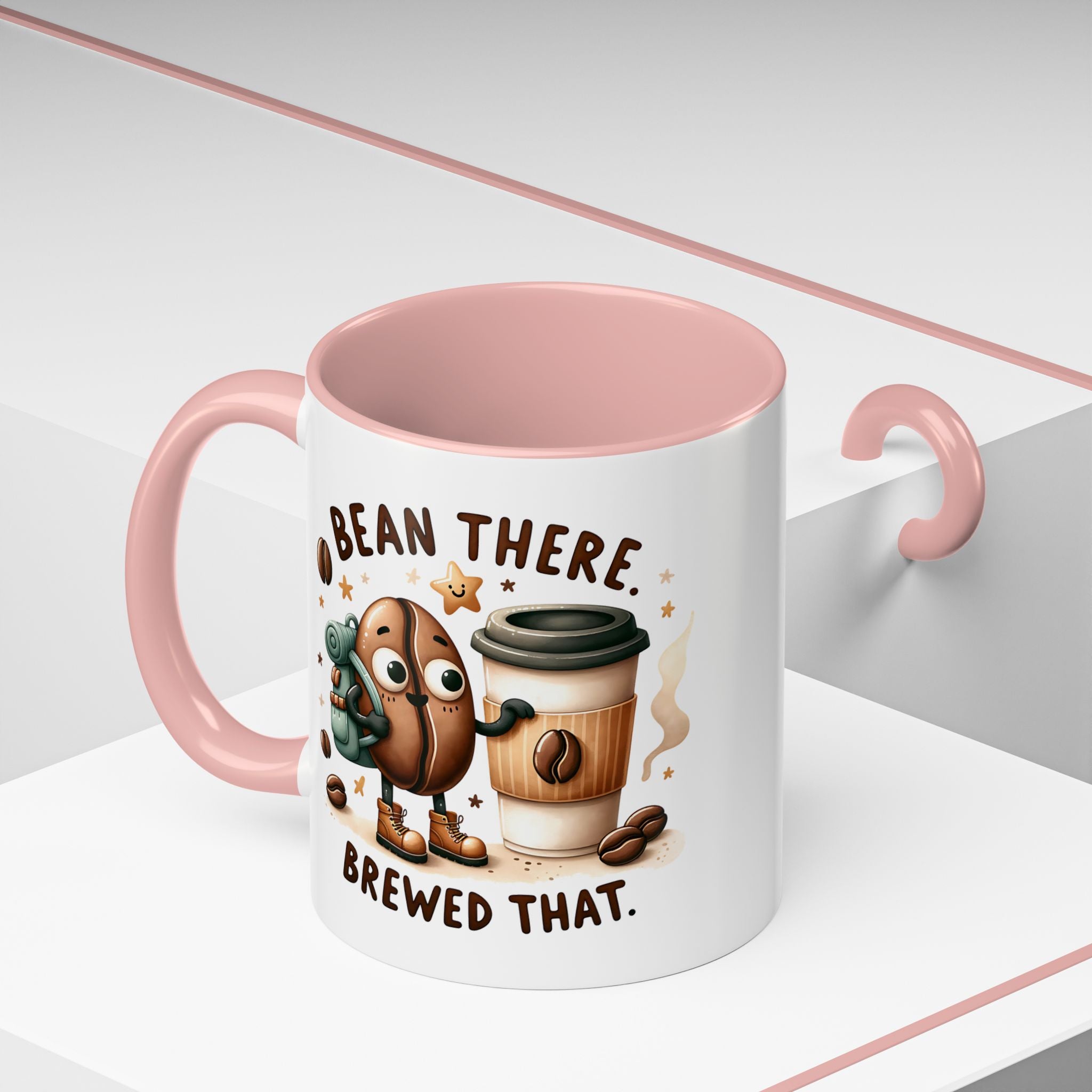 Bean There Brewed That Coffee Mug — Cute Coffee Bean & Cup Accent Mug (11/15oz)