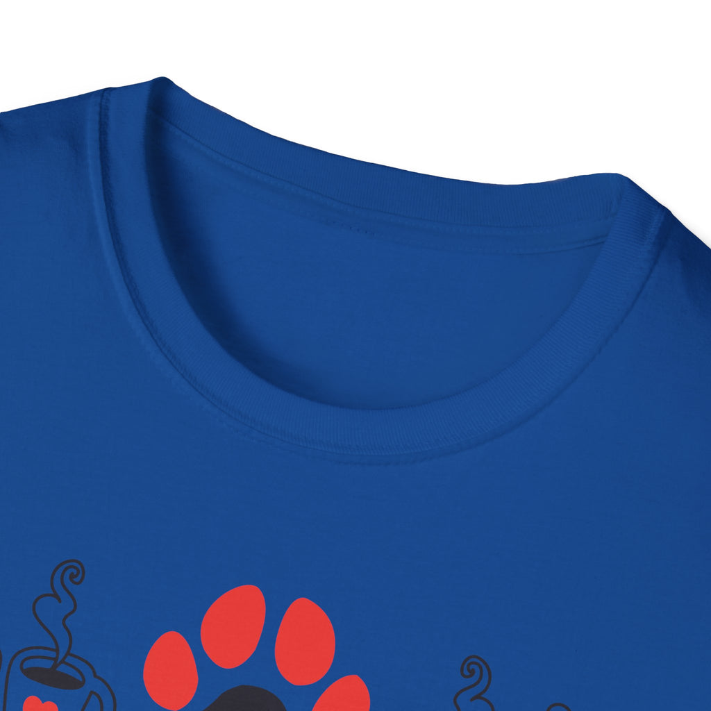 Dogs Books & Coffee T-Shirt (Red) — Dog Lover Reading & Coffee Tee