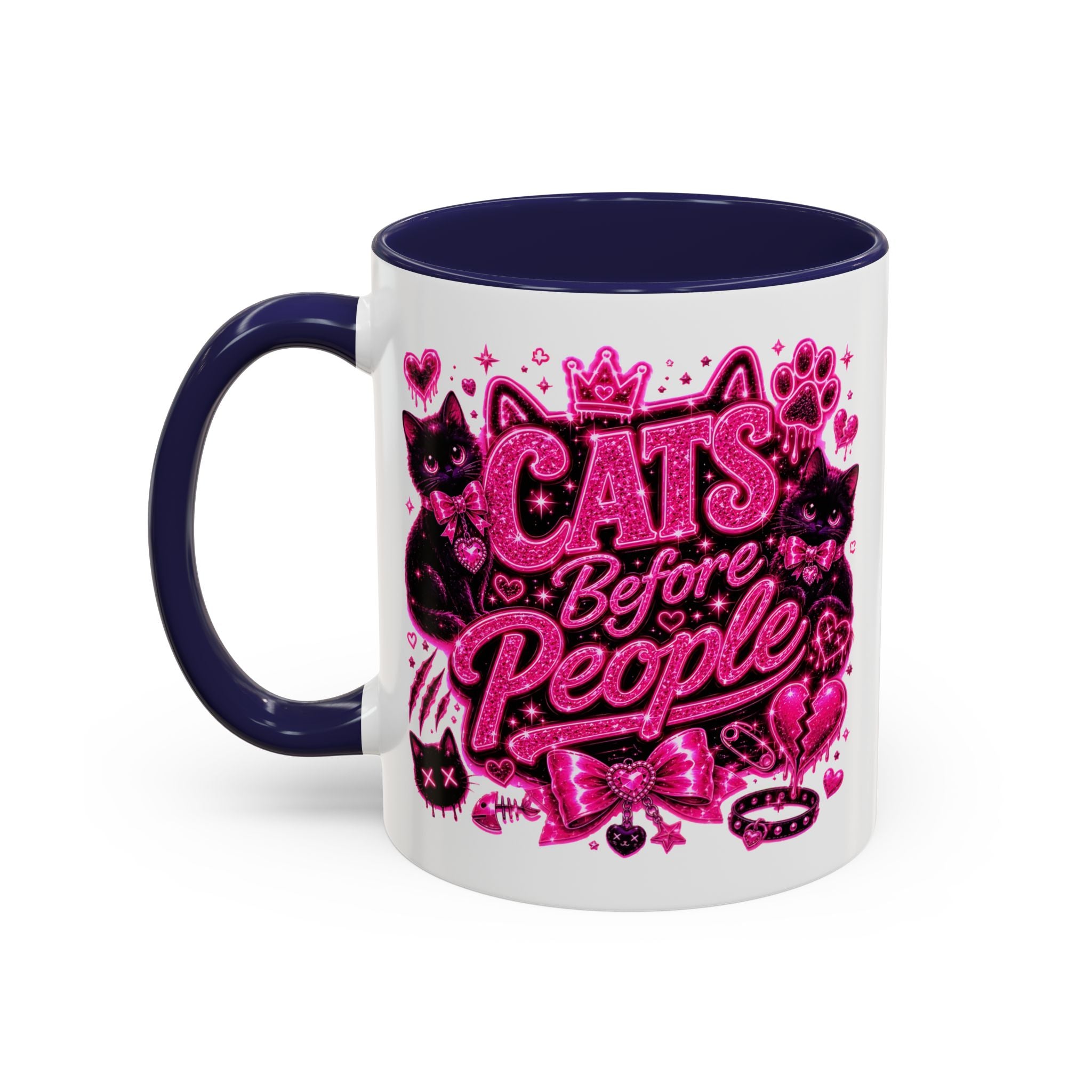 Cats Before People Coffee Mug — Pink Cat Lover Gift (11/15oz)