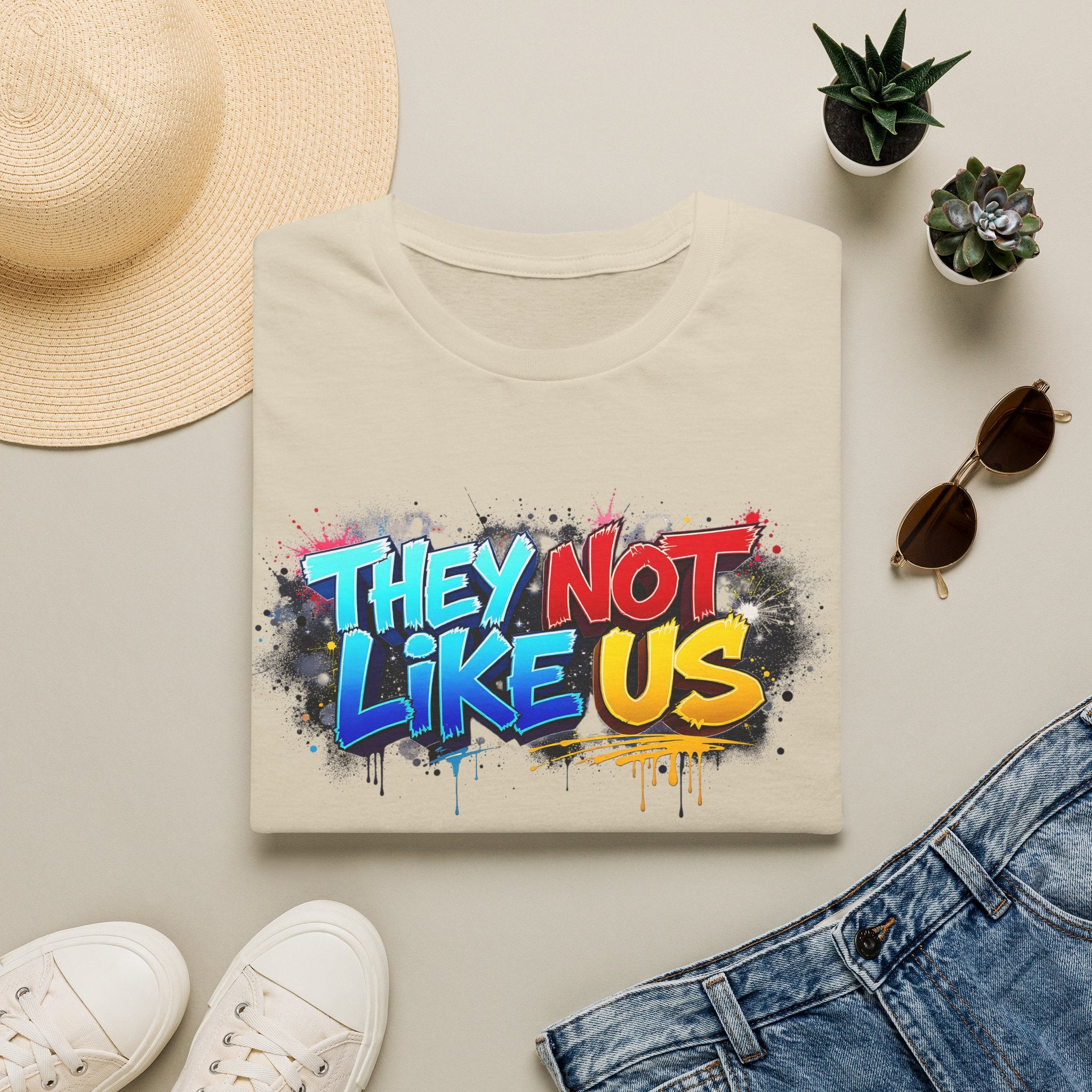 They Not Like Us T-Shirt — Bold Graffiti Statement Tee