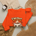 "I Will Start Working When My Coffee Does" Cute Kawaii Crewneck — Coffee Sweatshirt