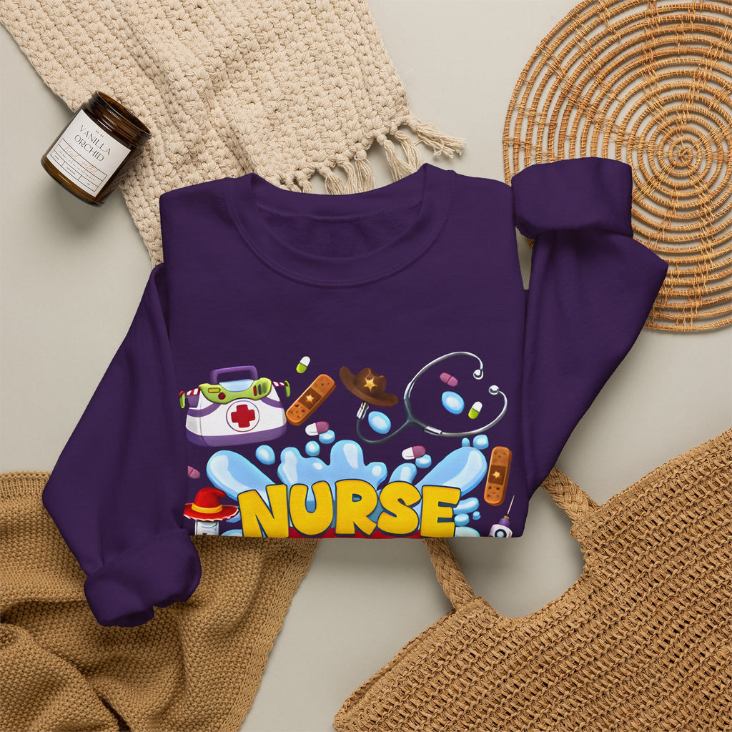 Nurse Story Sweatshirt — Cute Medical Cartoon Crewneck for Nurses