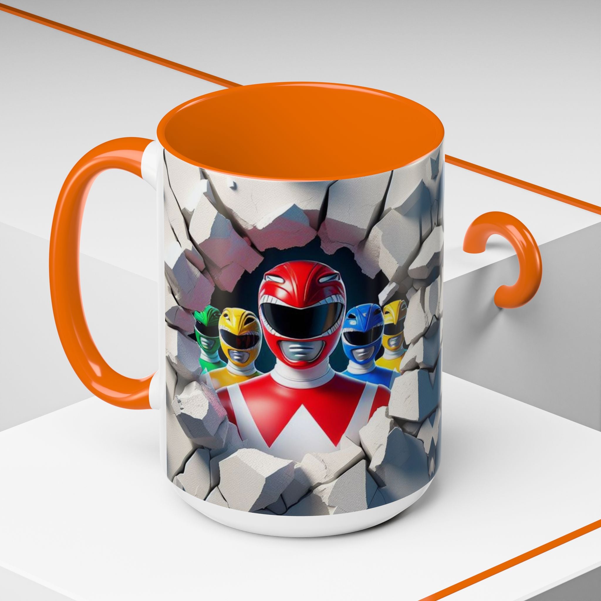 Power Rangers Coffee Mug — Retro Superhero Team Design (11/15 oz)