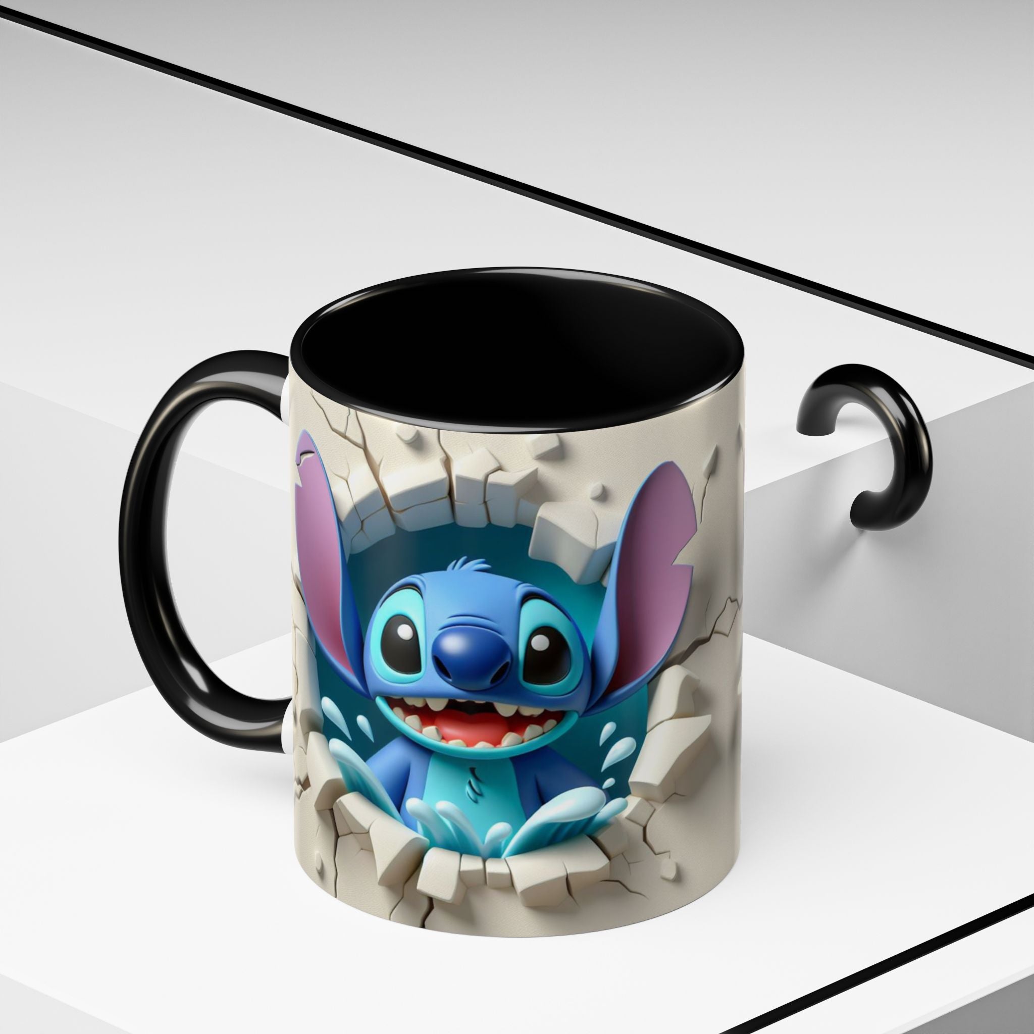 Stitch Peekaboo Accent Coffee Mug – Cute Alien Character 11/15oz