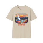 Yellowstone National Park Scenic T-Shirt — Geyser Sunset Graphic Tee