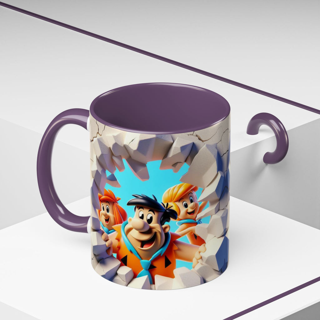 Flintstones "Break Through" Accent Coffee Mug — Retro Cartoon Stone Age Design (11/15 oz)