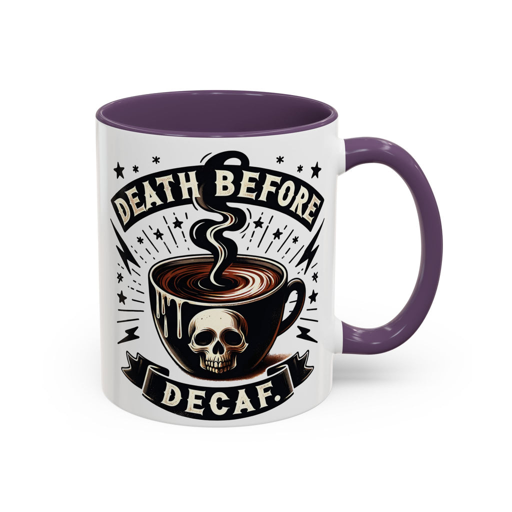 Death Before Decaf Coffee Mug — Skull Coffee Lover Gift (11/15oz)