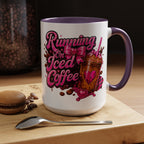 "Running on Iced Coffee" Pink Graphic Accent Mug (11/15oz) — Coffee Mug