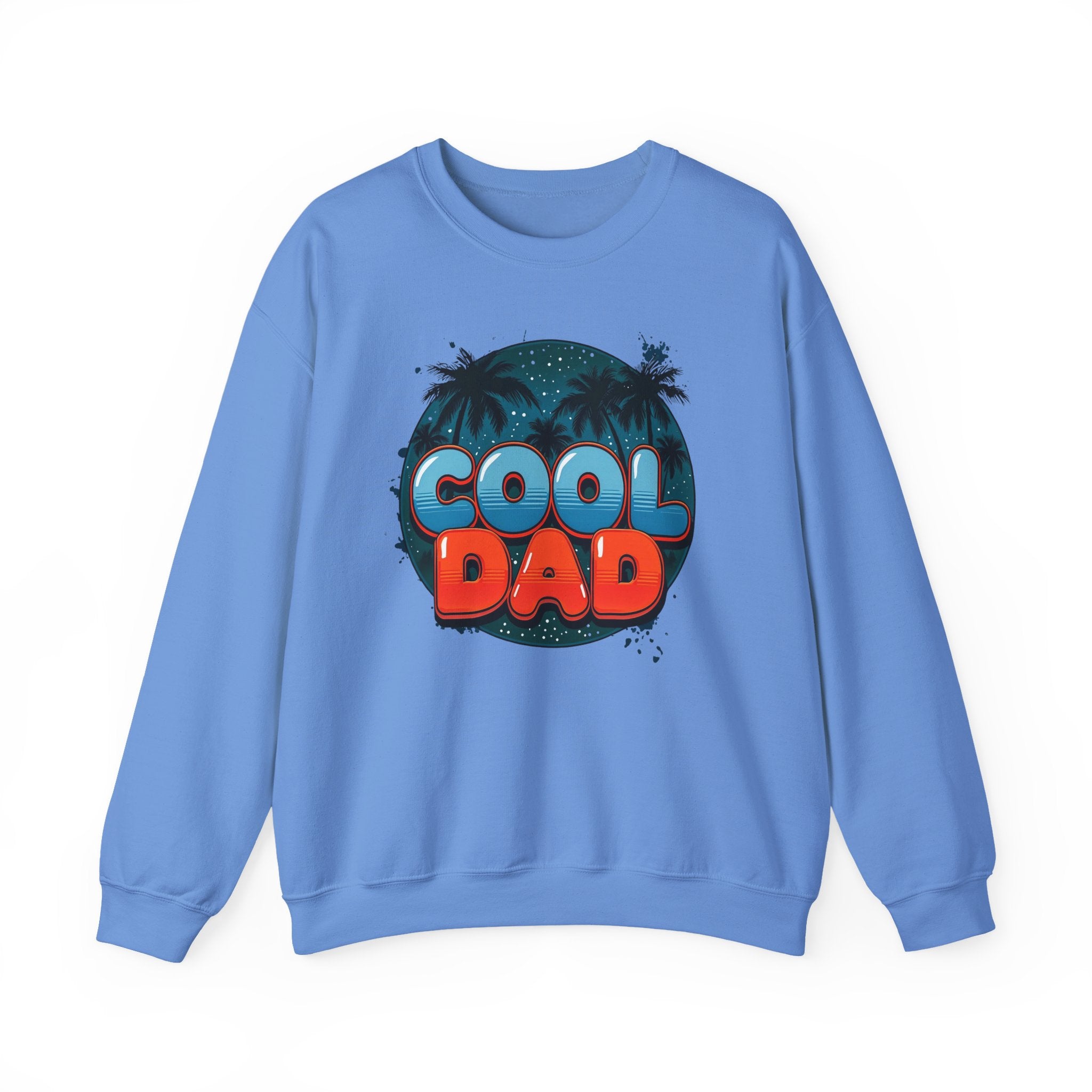 Cool Dad Crewneck Sweatshirt — Retro Night Sky Beach Palm Graphic Dad Shirt for Father’s Day