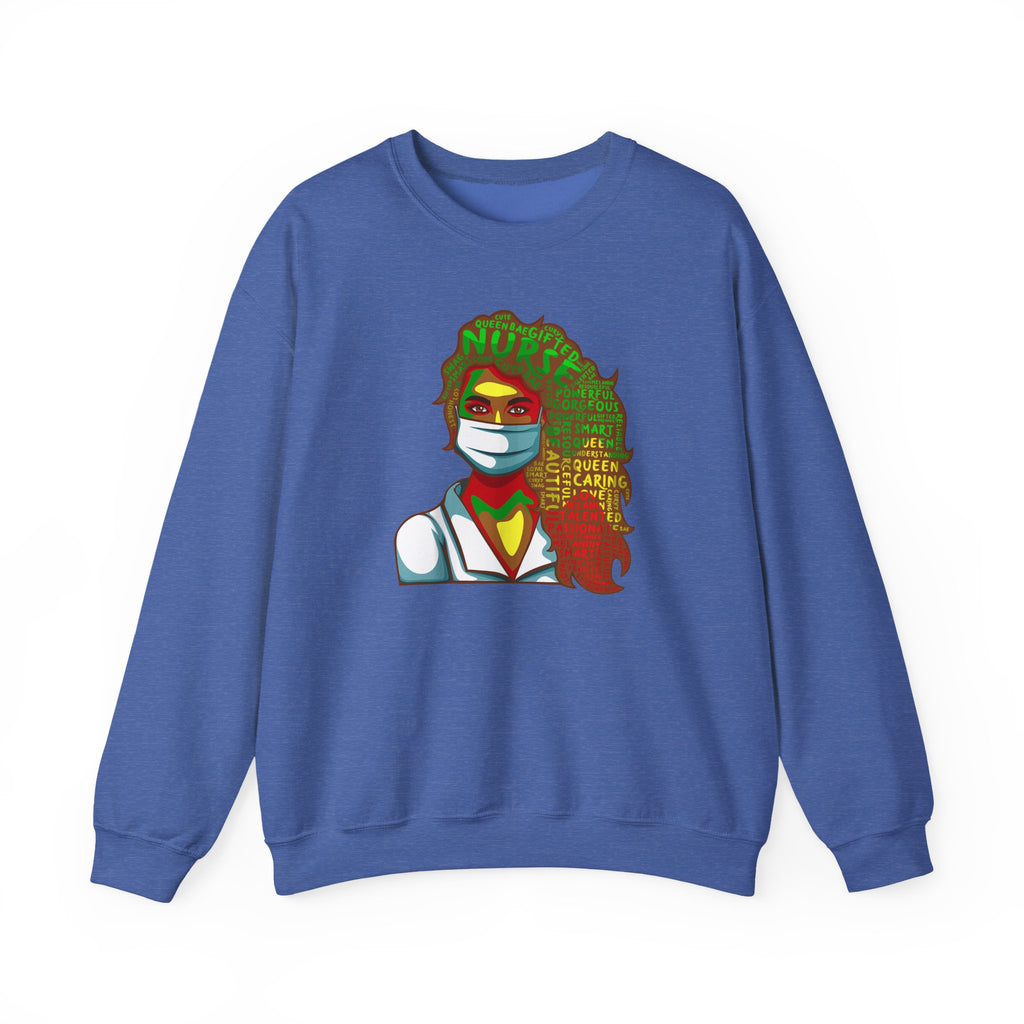 Nurse Hero Crewneck Sweatshirt — "Nurse: Queen of Care" Medical Tribute