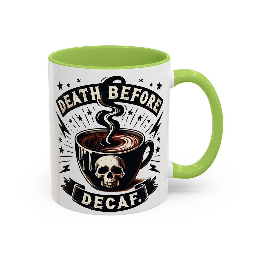 Death Before Decaf Coffee Mug — Skull Coffee Lover Gift (11/15oz)