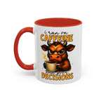 "I Run on Caffeine and Poor Decisions" Funny Cow Gift (11/15 oz) —  Coffee Mug
