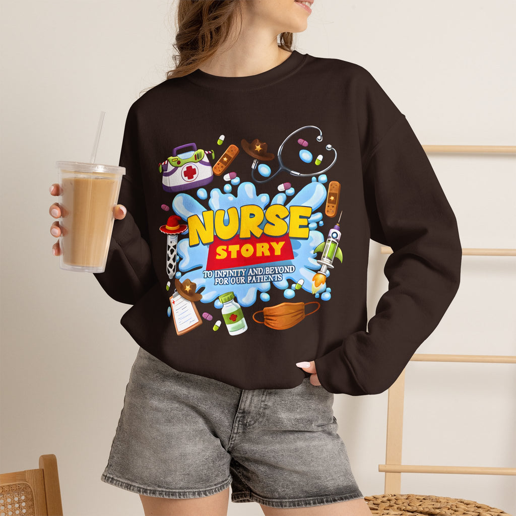 Nurse Story Sweatshirt — Cute Medical Cartoon Crewneck for Nurses
