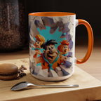 Flintstones "Break Through" Accent Coffee Mug — Retro Cartoon Stone Age Design (11/15 oz)
