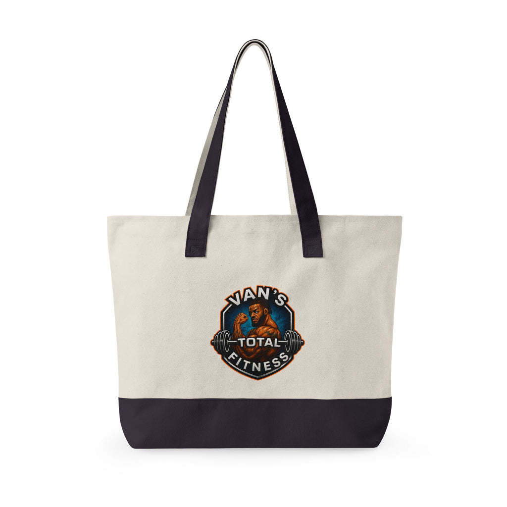 Fitness Logo Canvas Tote Bag — "Van's Total Fitness" Zippered Beach & Gym Tote