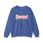 Sweet Rainbow Crewneck Sweatshirt — Retro Colorful "Sweet" Graphic