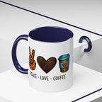 Peace • Love • Coffee Accent Mug — Leopard Peace Sign Coffee Lover Gift