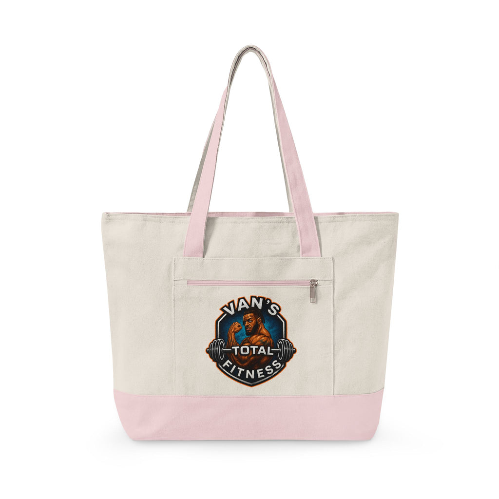 Fitness Logo Canvas Tote Bag — "Van's Total Fitness" Zippered Beach & Gym Tote
