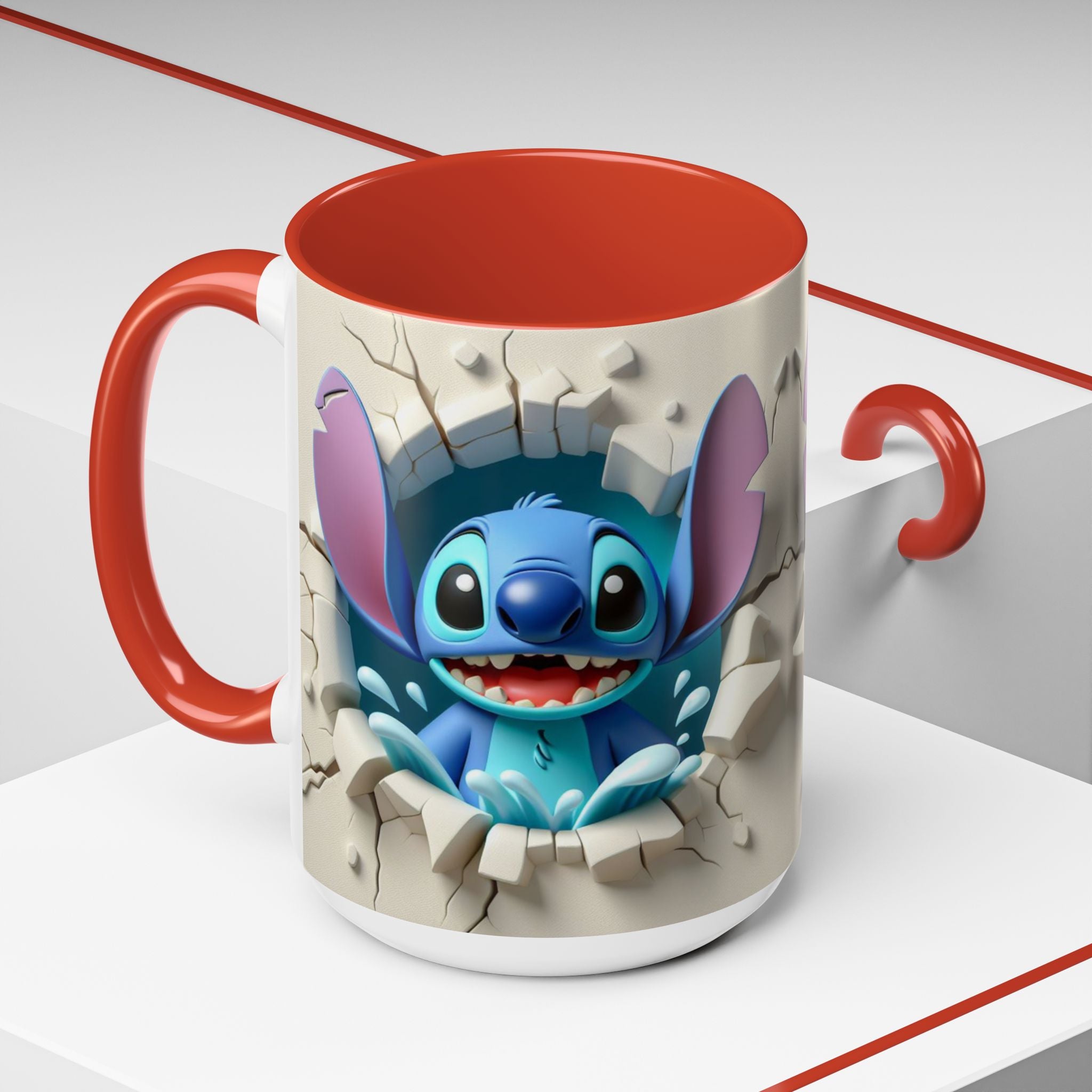 Stitch Peekaboo Accent Coffee Mug – Cute Alien Character 11/15oz