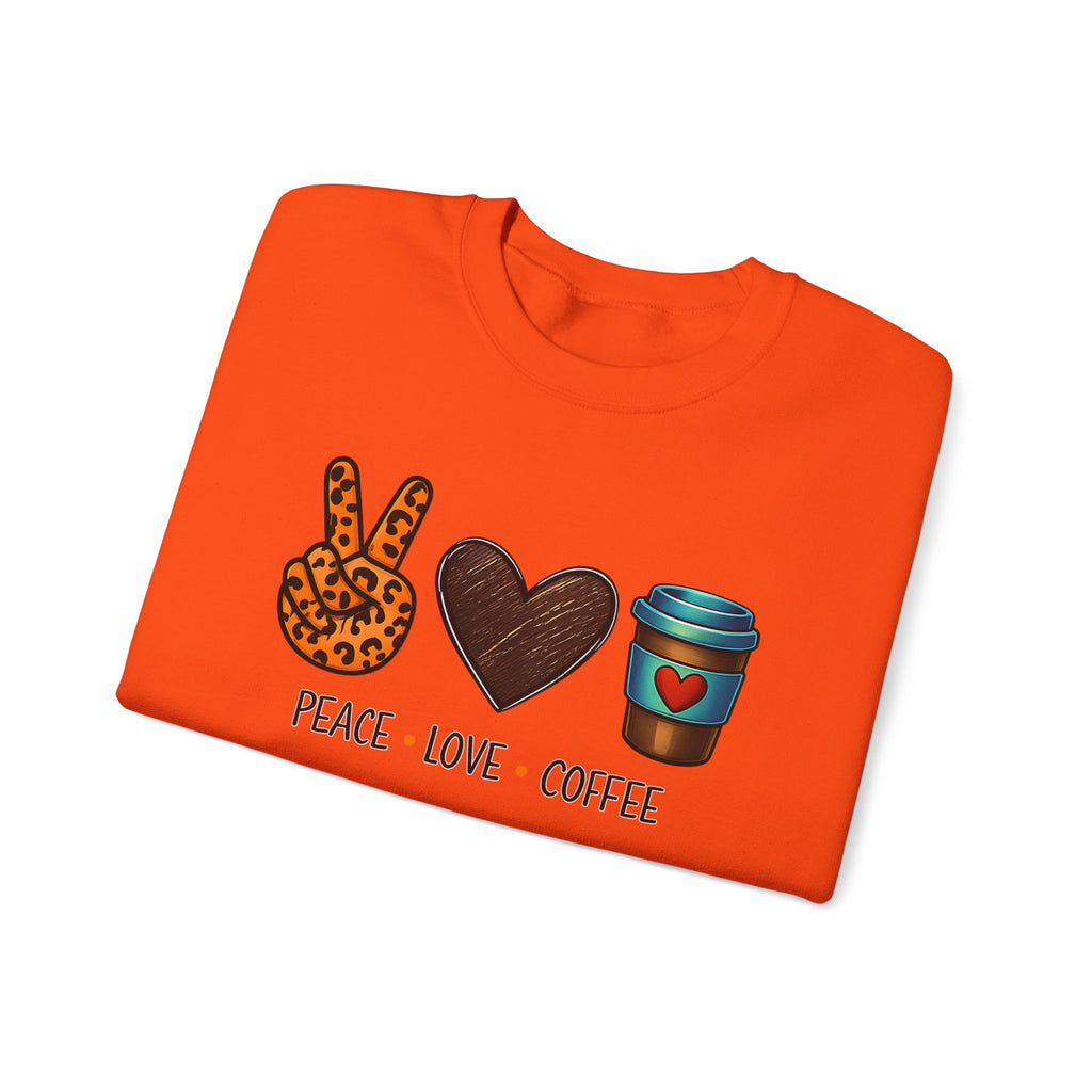 Peace • Love • Coffee Sweatshirt — Cozy Coffee Lover Crewneck