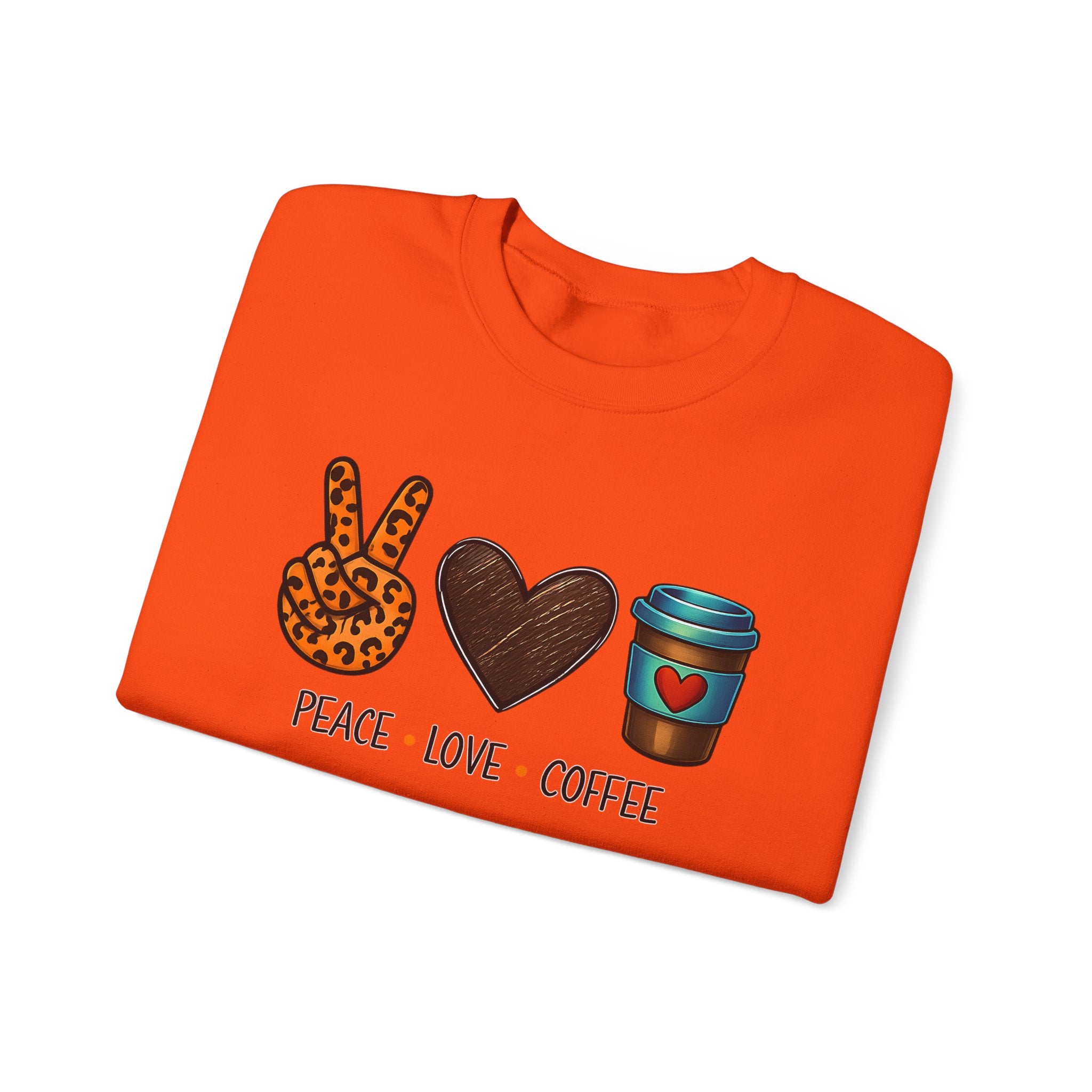 Peace • Love • Coffee Sweatshirt — Cozy Coffee Lover Crewneck