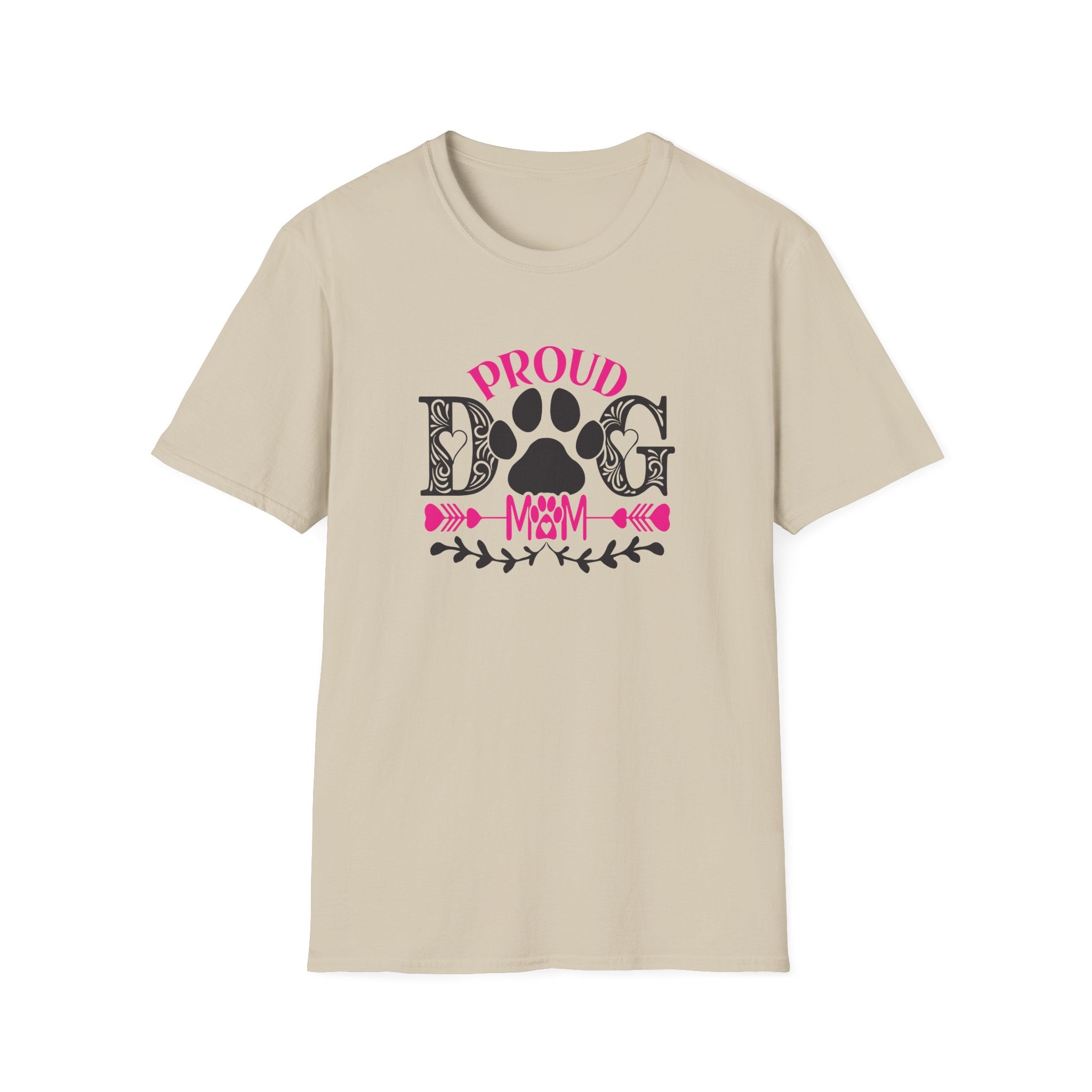 Proud Dog Mom T-Shirt – Pink Paw Graphic Tee for Dog Lovers