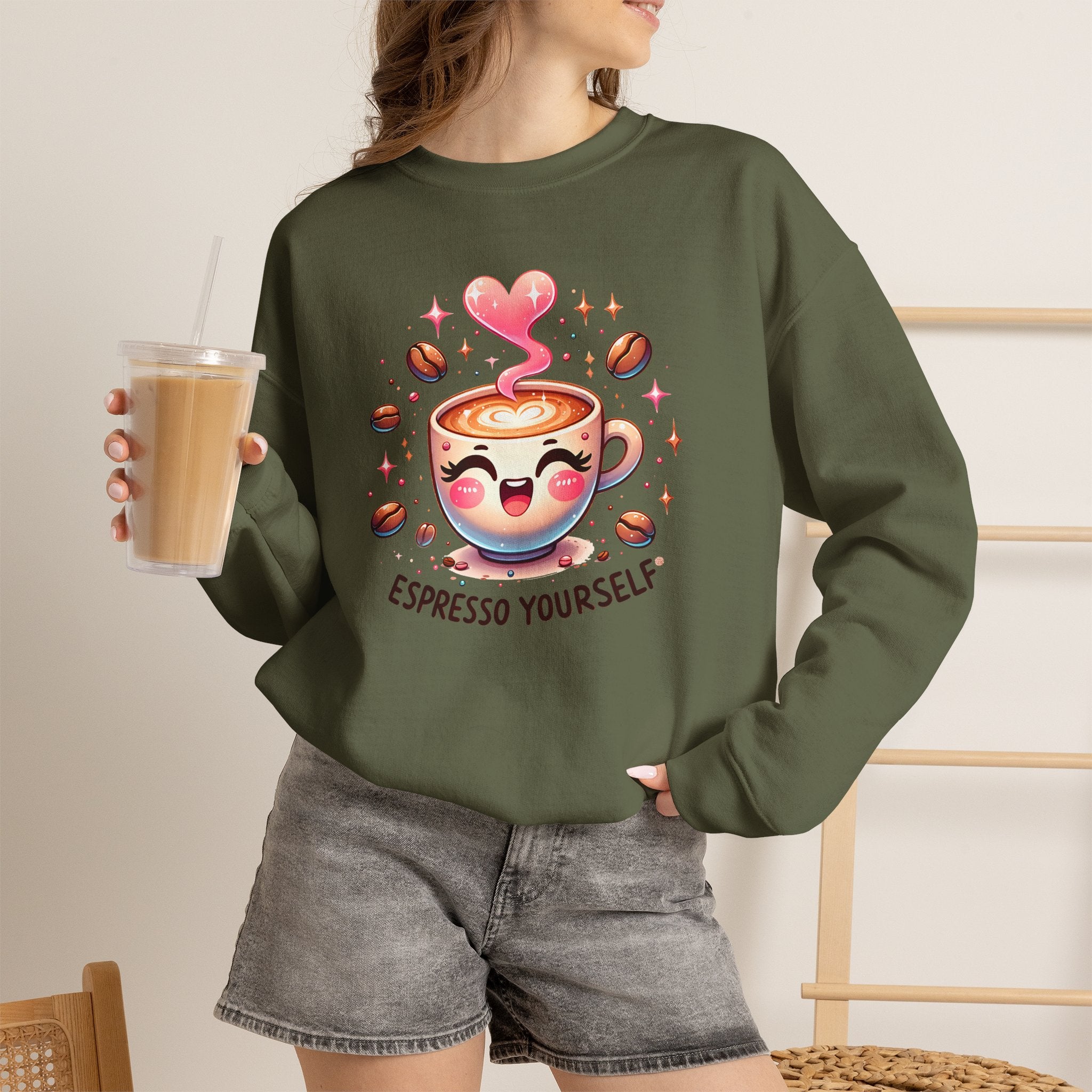Espresso Yourself Cute Coffee Crewneck Sweatshirt