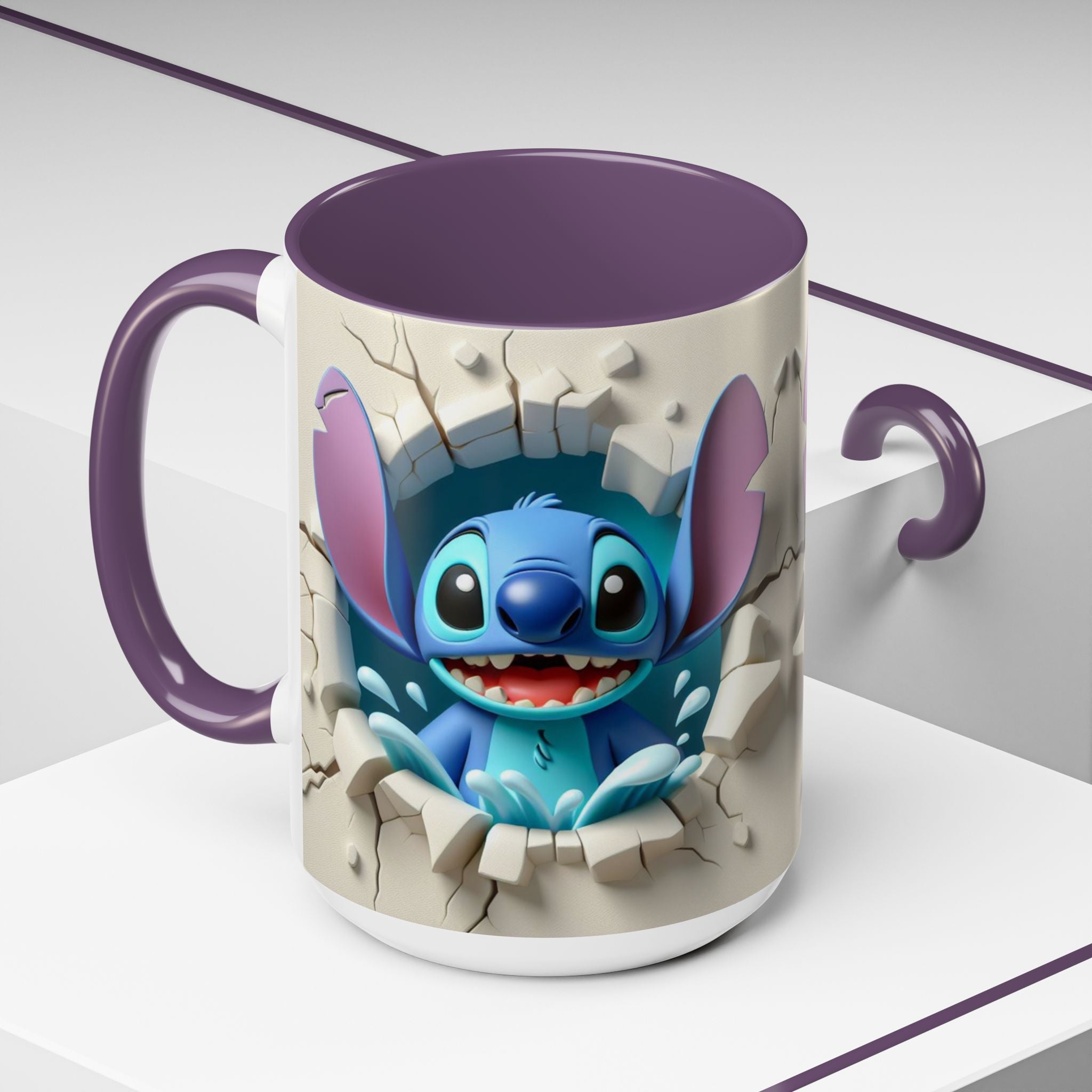 Stitch Peekaboo Accent Coffee Mug – Cute Alien Character 11/15oz