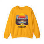 Yellowstone National Park Sweatshirt — Retro Sunset Geyser Crewneck