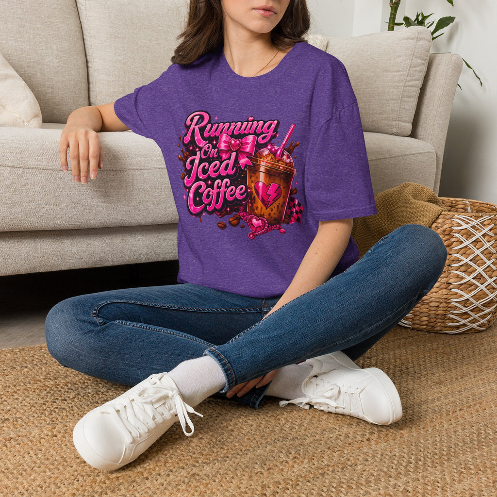 Running on Iced Coffee T-Shirt — Cute Pink Coffee Graphic Tee