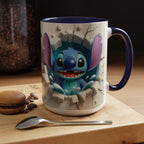 Stitch Peekaboo Accent Coffee Mug – Cute Alien Character 11/15oz