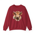 Cow Floral Crewneck Sweatshirt — Cute Cow Face with Daisies