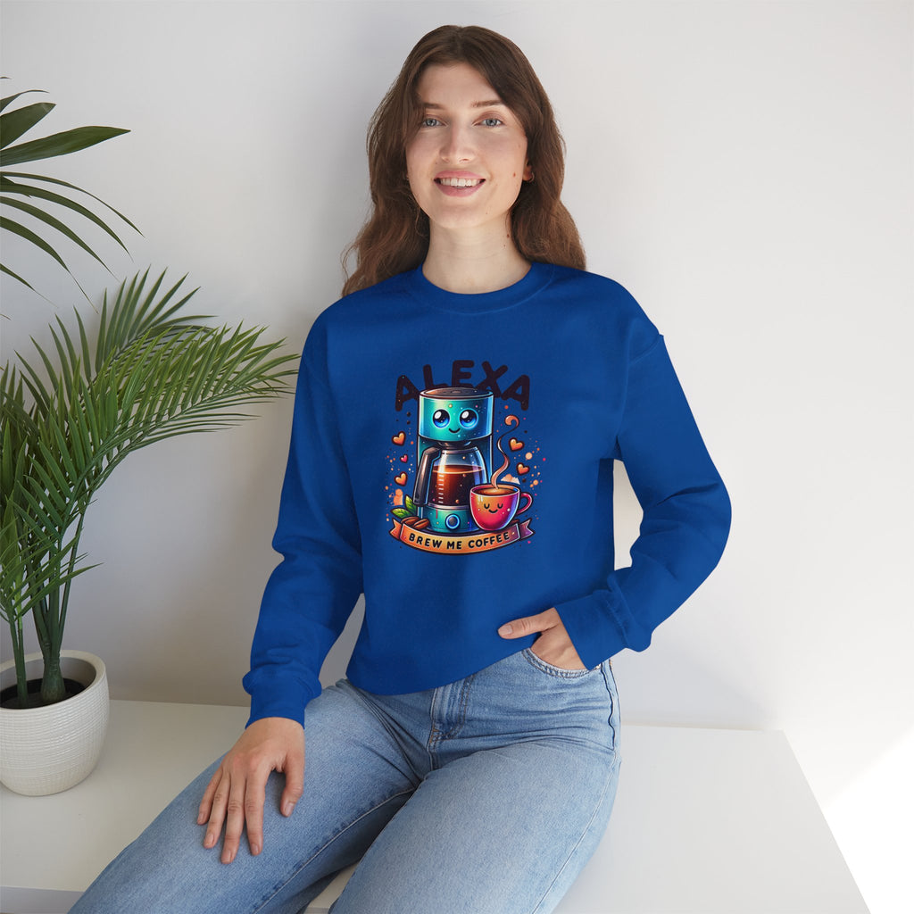 Alexa Coffee Robot Sweatshirt — 'Alexa Brew Me Coffee' Cozy Crewneck
