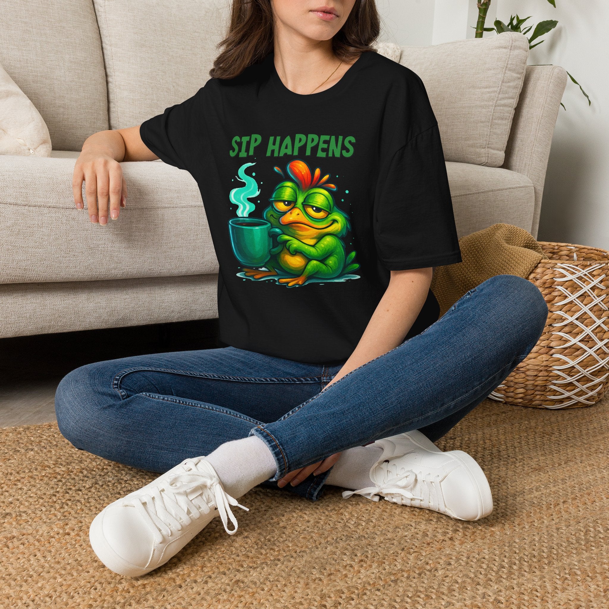 Sip Happens Frog T-Shirt — Funny Coffee Lover Tee