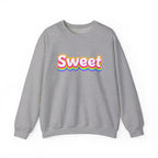 Sweet Rainbow Crewneck Sweatshirt — Retro Colorful "Sweet" Graphic