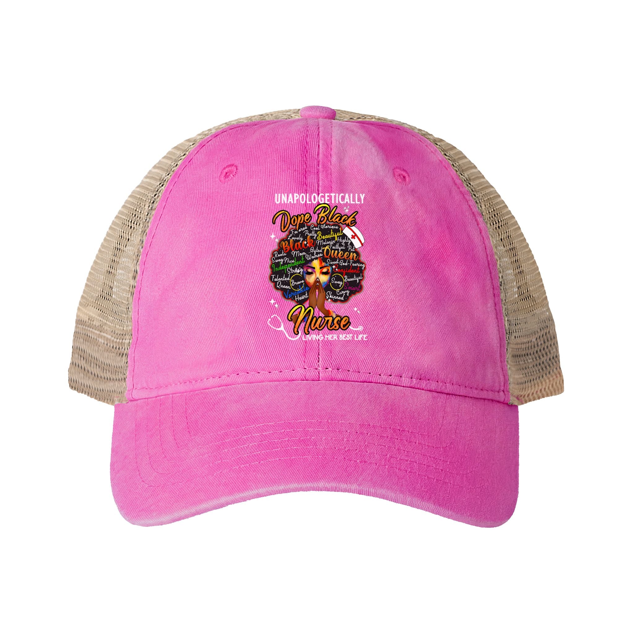 Unapologetically Dope Black Nurse - Washed Mesh-Ponytail Back Cap