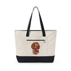 Black Nurse Magic w/Brown Afro Canvas Tote — Zippered Floral Calavera Bag
