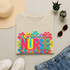 Nurse Floral Rainbow T-Shirt — Colorful Flower Tribute for Nurses