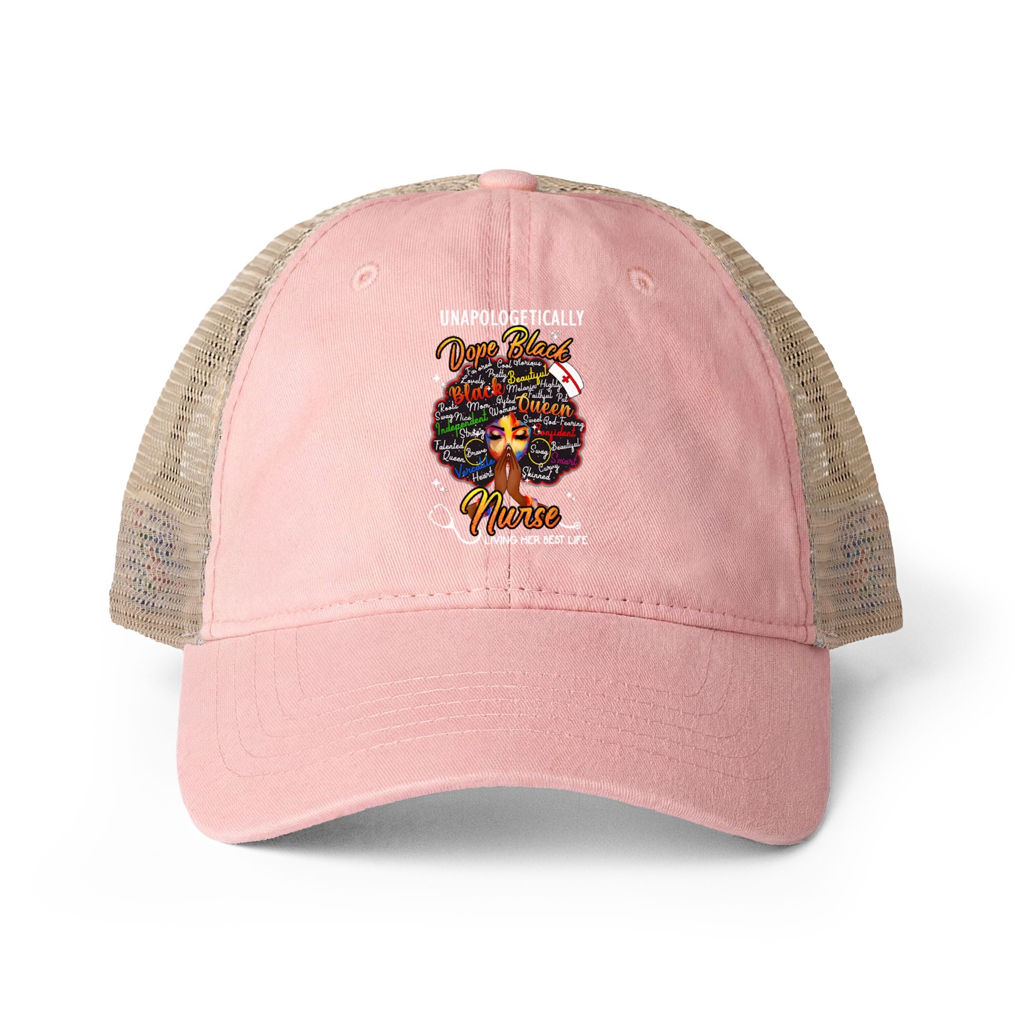 Unapologetically Dope Black Nurse - Washed Mesh-Ponytail Back Cap